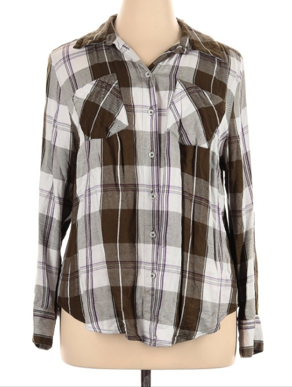 Lane Bryant Plaid Long Sleeve Shirt Size 16 EUC